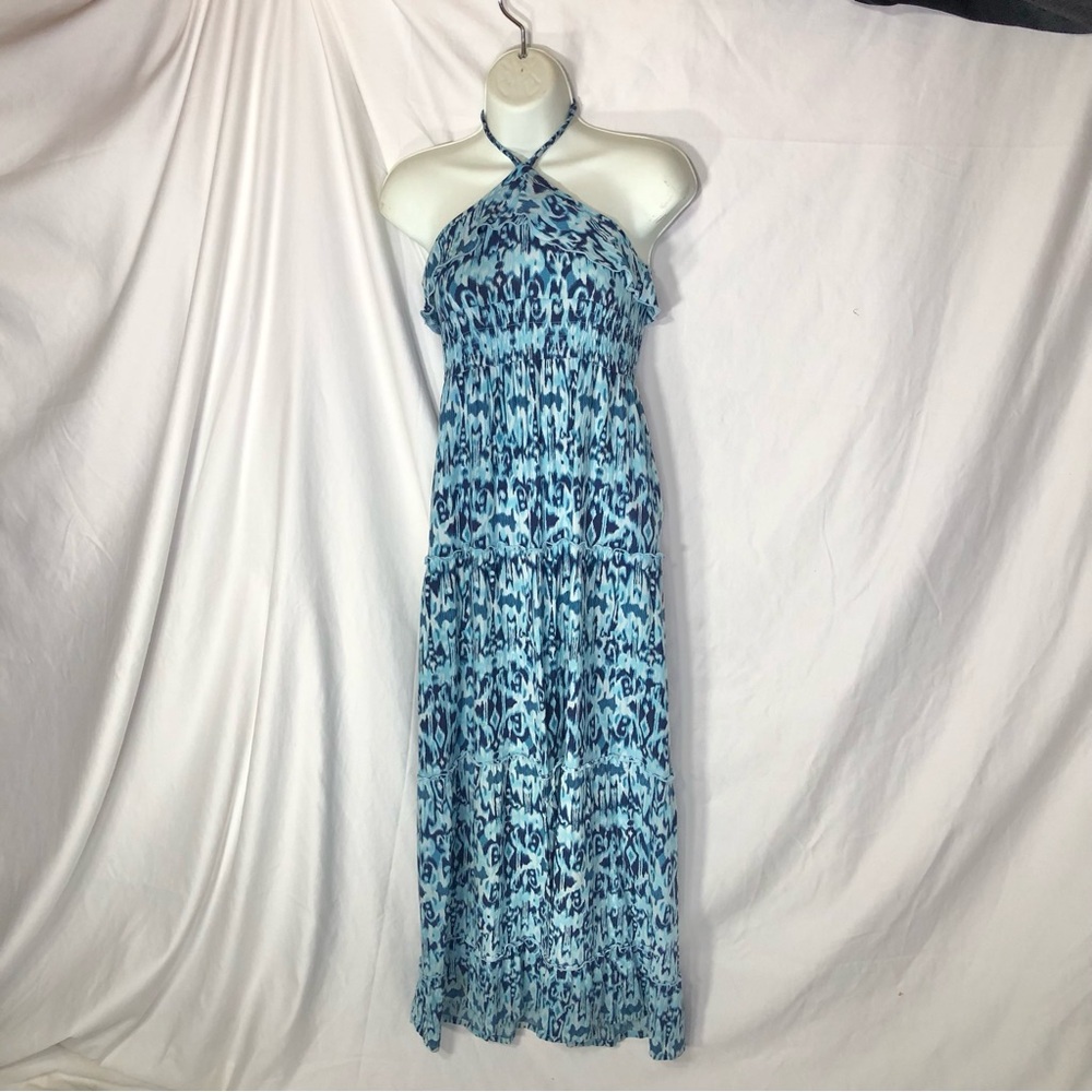 Mudd Blue Patterned Halter Maxi Dress Size XS
